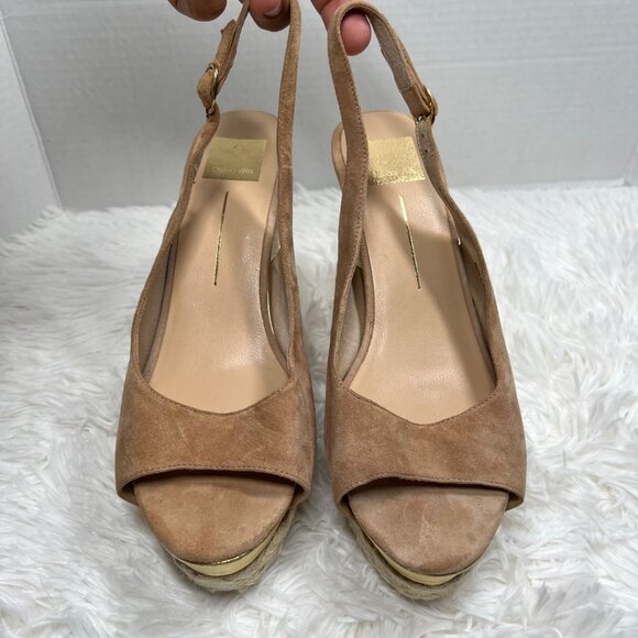 Dolce Vita Tan Gold Platform Espadrilles Size 9.5 - Picture 1 of 10